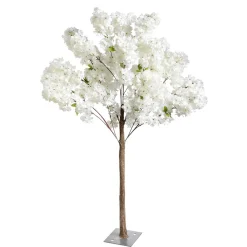 Outlet DecoWoerner Künstlicher Kirschblüten-Baum Mit Standplatte, 140 Cm weiß