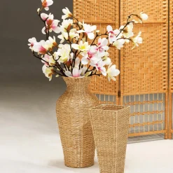 DecoWoerner Künstlicher Magnolienzweig, -grün, 100 Cm weiß