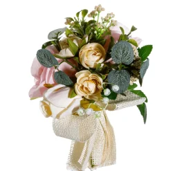 Best DecoWoerner Künstlicher Mini Rosen-Blumenstrauß-Mix 20 Cm rosa