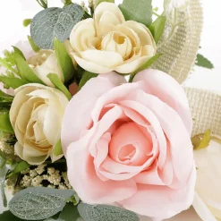 Best DecoWoerner Künstlicher Mini Rosen-Blumenstrauß-Mix 20 Cm rosa