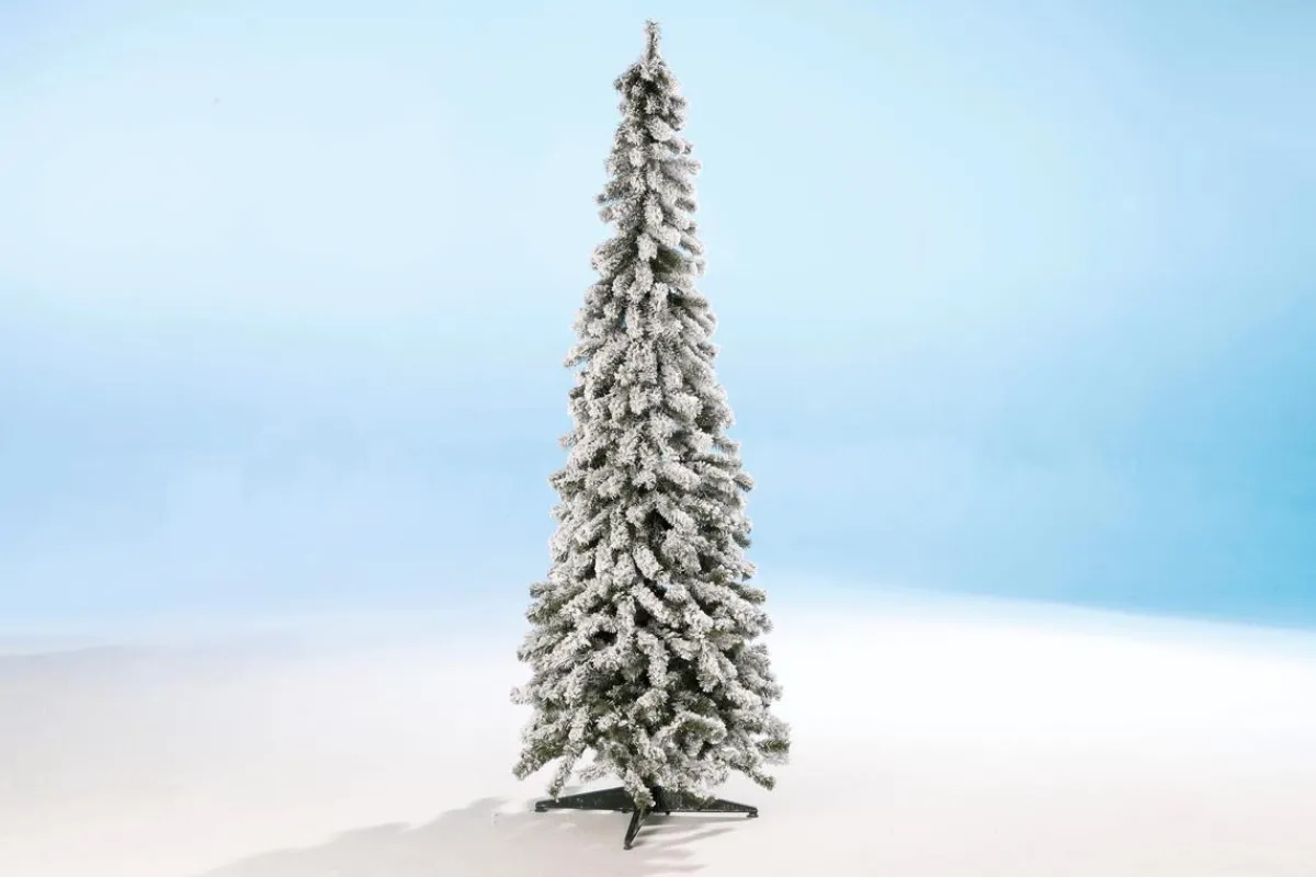 Outlet DecoWoerner Künstlicher, Schmaler Tannebaum, Beschneit 150 Cm weiß