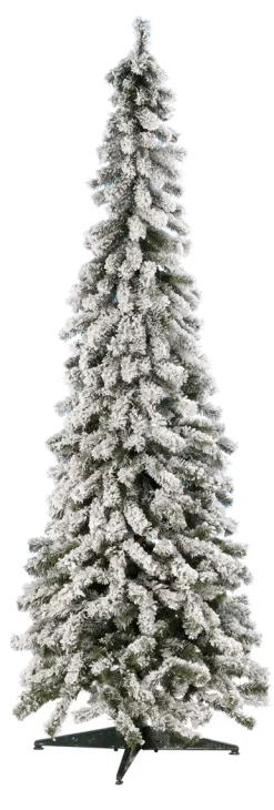New DecoWoerner Künstlicher, Schmaler Tannenbaum, Beschneit 180 Cm weiß