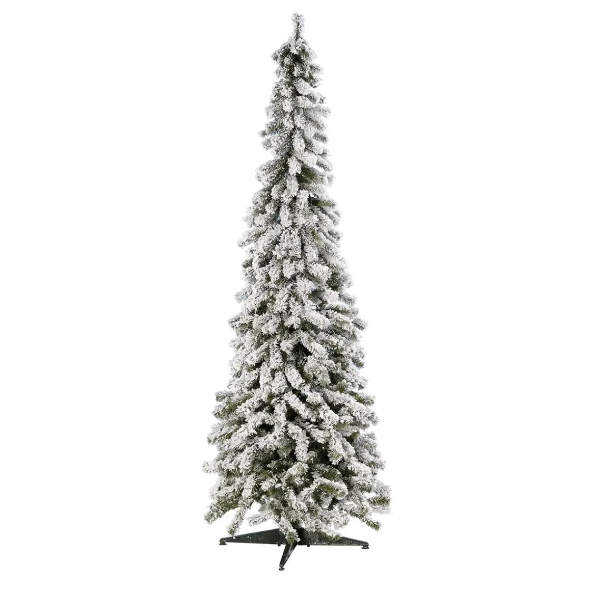 DecoWoerner Künstlicher, Schmaler Tannebaum, Beschneit 210 Cm weiß