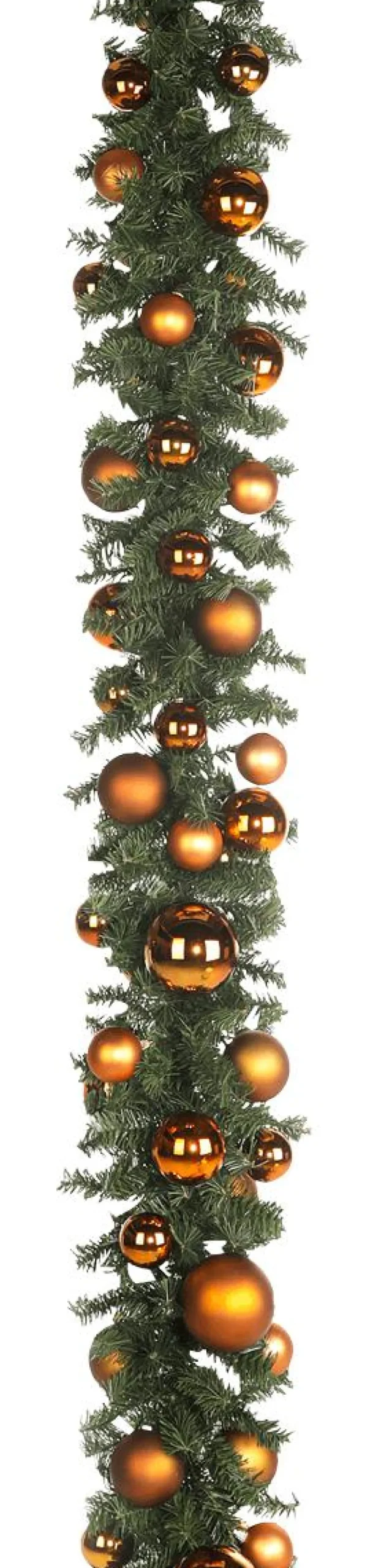 Best DecoWoerner Künstlicher Tannengirlande 270 Cm Mit Kupfer Kugeln, Zum Selber Schmücken orange