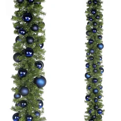 Clearance DecoWoerner Künstlicher Tannengirlande 270 Cm Mit en Kugeln, Zum Selber Schmücken blau
