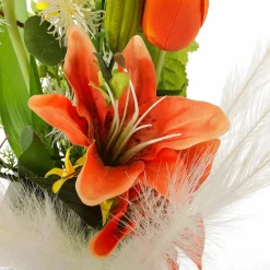 DecoWoerner Künstlicher Tulpen-Blumenstrauß-Mix, 75 Cm orange