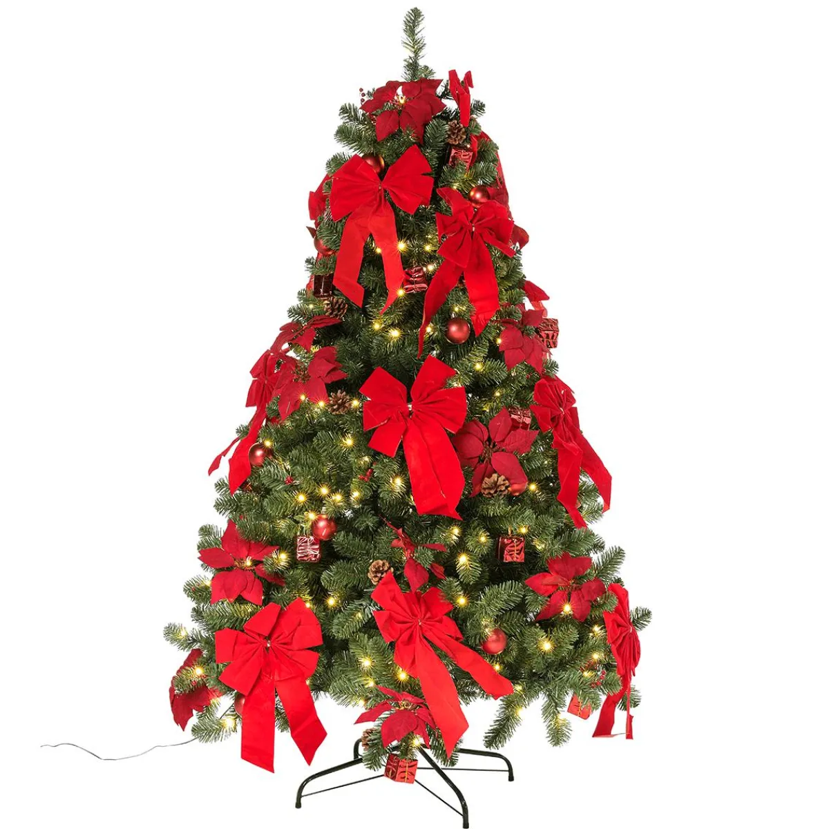 Online DecoWoerner Künstlicher Weihnachtsbaum Geschmückt Mit LED, 210 Cm rot
