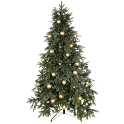 Hot DecoWoerner Künstlicher Weihnachtsbaum 210 Cm Mit enen Kugeln, Zum Selber Schmücken gold