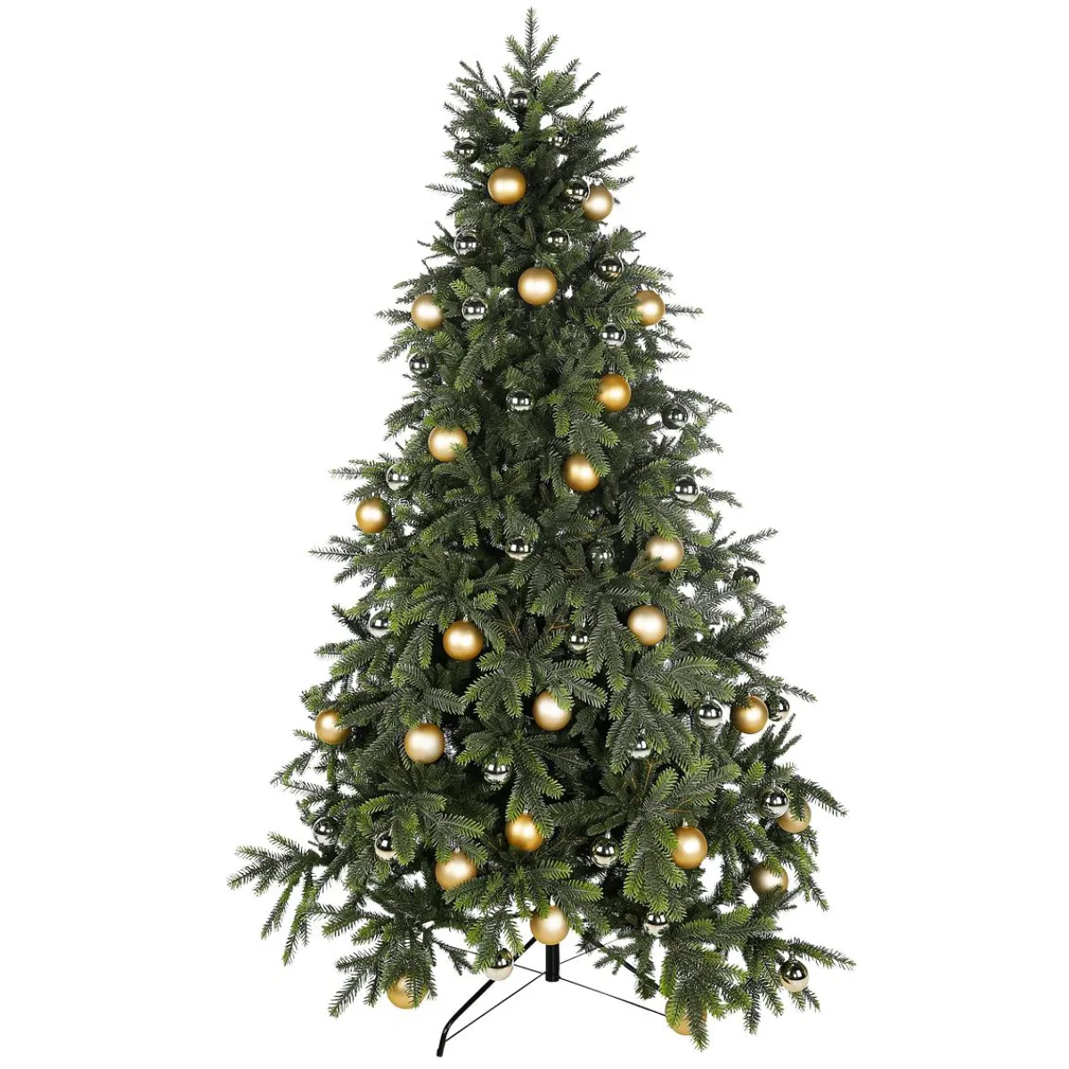 Hot DecoWoerner Künstlicher Weihnachtsbaum 210 Cm Mit enen Kugeln, Zum Selber Schmücken gold