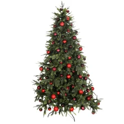 Discount DecoWoerner Künstlicher Weihnachtsbaum 210 Cm Mit en Kugeln, Zum Selber Schmücken rot