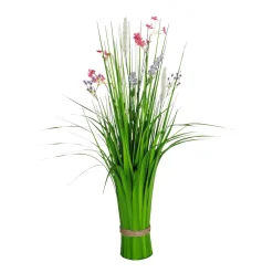 Sale DecoWoerner Künstliches Dekogras Mit Blüten 65 Cm rosa