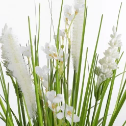Sale DecoWoerner Künstliches Dekogras Mit en Blüten 48 Cm weiß