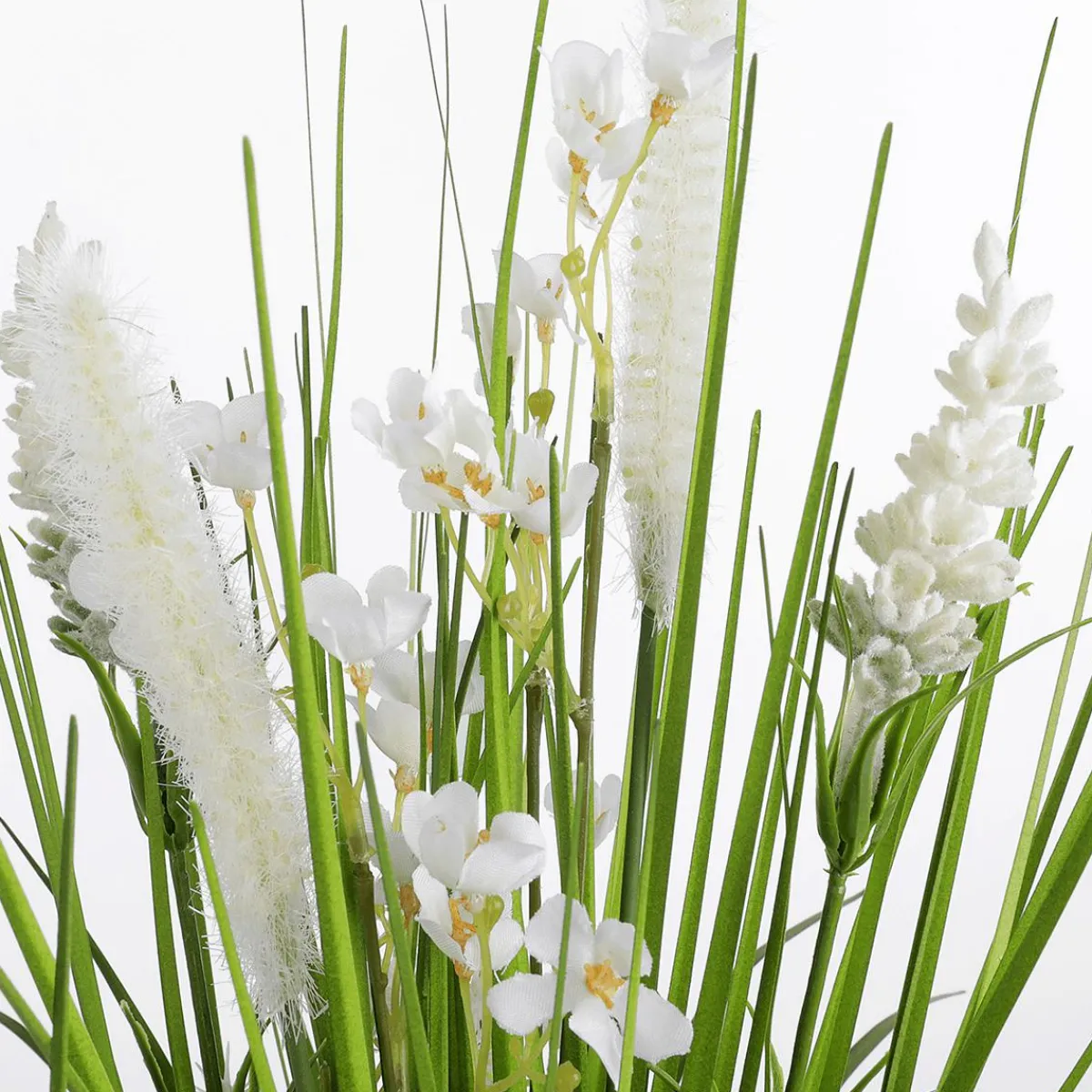 Sale DecoWoerner Künstliches Dekogras Mit en Blüten 48 Cm weiß