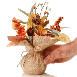 Online DecoWoerner Künstliches Herbst-Bündel Im Jutetopf 26 Cm -braun orange