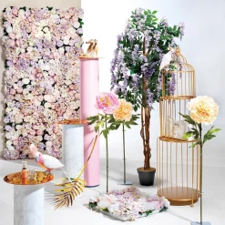 Best DecoWoerner Künstliches Pastellblüten-Paneel mehrfarbig