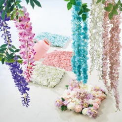 Best DecoWoerner Künstliches Pastellblüten-Paneel mehrfarbig