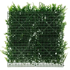 Best DecoWoerner Künstliches Premium Farn-Eukalyptus-Paneel, 50 X 50 Cm grün