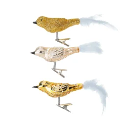 Online DecoWoerner Künstliches Vogel Set 3 Stück gold
