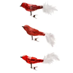 New DecoWoerner Künstliches Vogel Set 3 Stück rot