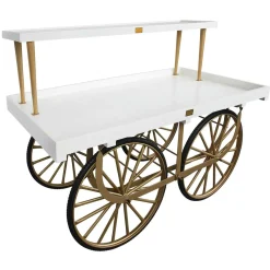 Clearance DecoWoerner Kompletter Marktwagen Mit enem Untergestell, Weißem Aufbau Und Holzplatte gold