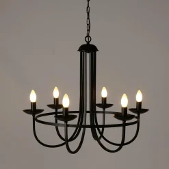 Outlet DecoWoerner Kronleuchter Metall Natur, Mit Birnen Ø60cmx60cmH, mehrfarbig