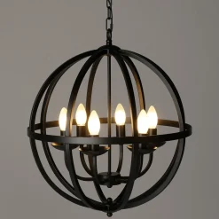 Sale DecoWoerner Kugelleuchter Metall , Mit Birnen Ø50cmx50cmH, schwarz
