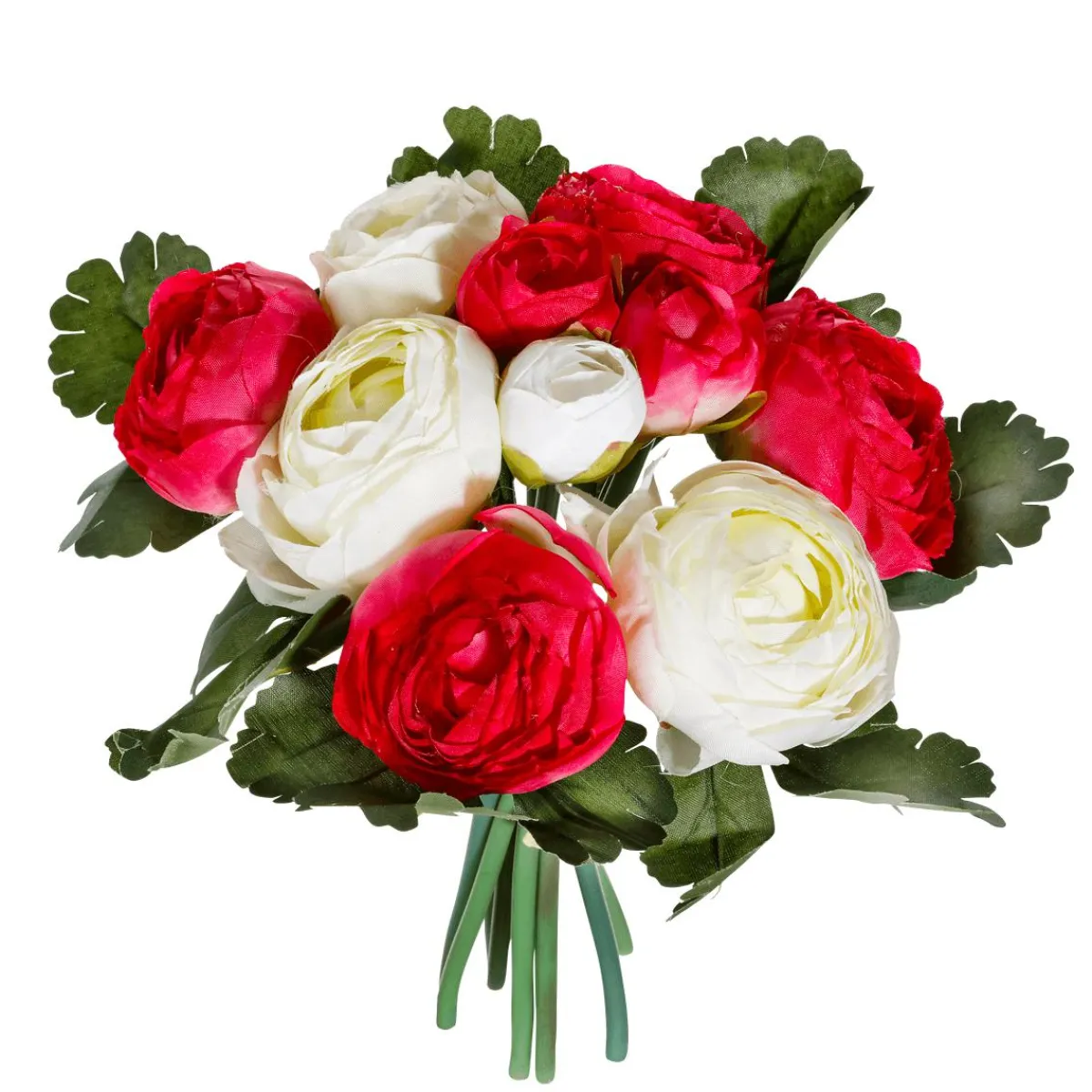 Best DecoWoerner Kunstblumen Ranunkel-Blumenstrauß Rot-weiß 24 Cm rosa