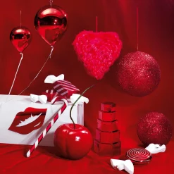 Clearance DecoWoerner Kunststoff-Ballon Metallic 20 Cm Ø rot