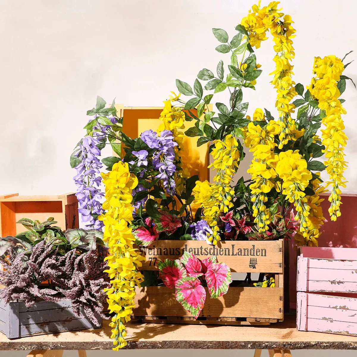 Clearance DecoWoerner Kunstzweig Wisteria Goldregen, 140 Cm, gelb
