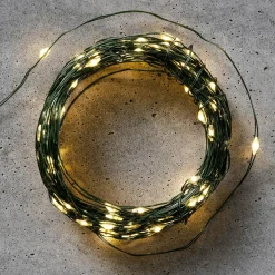 DecoWoerner LED Batterie-Draht-Lichterkette Für Außen, 100 LED, 10 M grün