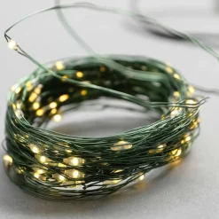 DecoWoerner LED Batterie-Draht-Lichterkette Für Außen, 100 LED, 10 M grün