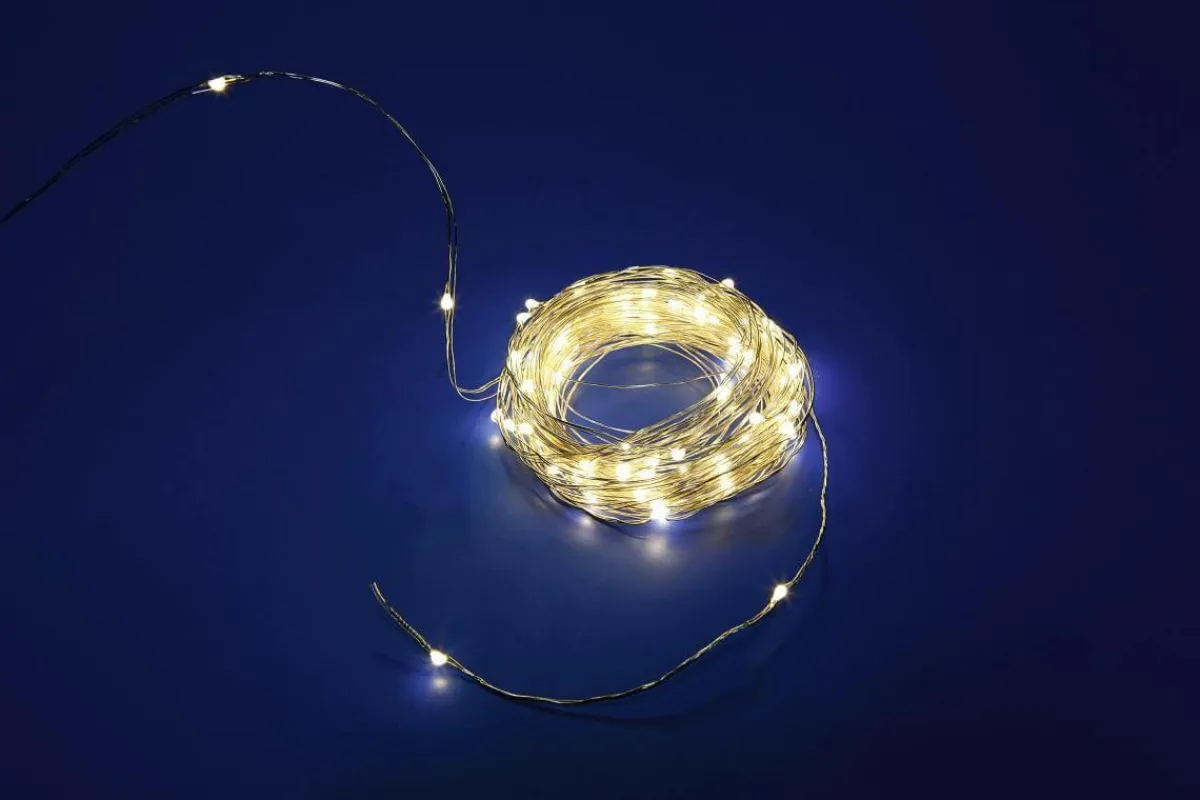 Outlet DecoWoerner LED Draht Lichterkette Für Außen, 10 M, silber