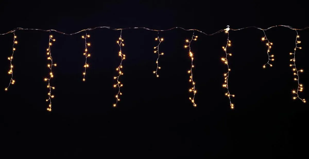 Sale DecoWoerner LED Draht-Icicle Light "Feuerwerk", 385 Cm silber