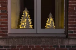 Clearance DecoWoerner LED Holz Aufsteller Hirsch Mit Tannenbäumen weiß