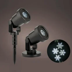 New DecoWoerner LED Projektor Schneeflocken LED Weiß 16 Cm schwarz