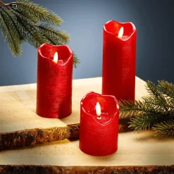 Outlet DecoWoerner LED Wachs-Kerze 7,5 Cm, Ø 15 Cm Hoch rot