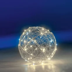Clearance DecoWoerner LED-Draht-Leuchtkugel Blinkend 30 Cm Ø silber
