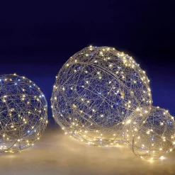 Best DecoWoerner LED-Draht-Leuchtkugel Blinkend 60 Cm Ø silber