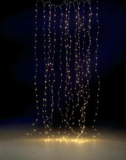 DecoWoerner LED-Draht-Lichtvorhang Für Außen, 240 Cm silber