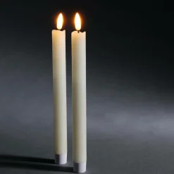 Discount DecoWoerner LED-Wachs Tafel-Kerzen 24,5 Cm, 2er Set weiß