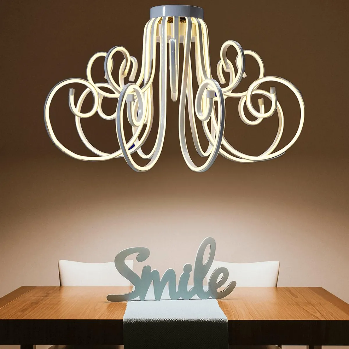 New DecoWoerner Leuchter Aus Neon Lichtschlauch, 41 Cm Lang weiß