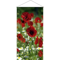 DecoWoerner Lichtechter Naturfaser-Stoffbanner "er Mohn" Aus Baumwolle 100 X 200 Cm rot