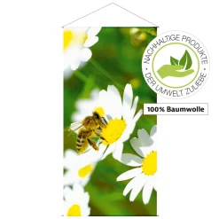 New DecoWoerner Lichtechter Naturfaser-Stoffbanner "Biene" Aus Baumwolle 100 X 200 Cm grün