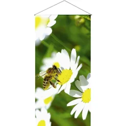 New DecoWoerner Lichtechter Naturfaser-Stoffbanner "Biene" Aus Baumwolle 100 X 200 Cm grün