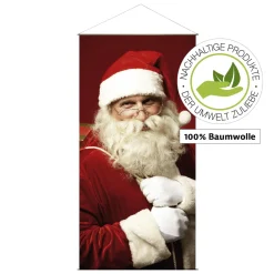 Clearance DecoWoerner Lichtechter Naturfaser-Stoffbanner "Weihnachtsmann" Aus Baumwolle 100 X 200 Cm rot