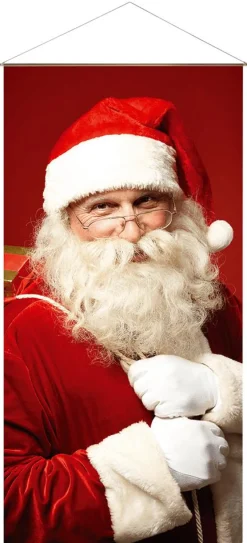 Clearance DecoWoerner Lichtechter Naturfaser-Stoffbanner "Weihnachtsmann" Aus Baumwolle 100 X 200 Cm rot