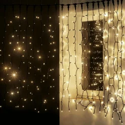 Online DecoWoerner Lichtvorhang Schwarz 200 X 150cm, 300 LED Warm-weiß, IP44