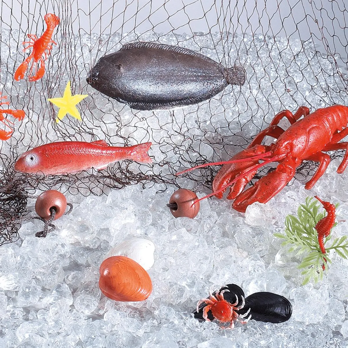 Hot DecoWoerner Maritimes Fischernetz Mit Meerestieren schwarz