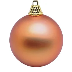 Discount DecoWoerner Matte, Hellkupferne Weihnachtskugeln Aus Plastik, 6 Cm Ø – 24 Stück orange