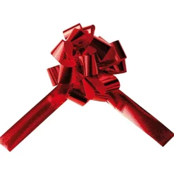 Clearance DecoWoerner Metallic-Ziehschleifen, 14 Cm Ø, , 50 Stück rot